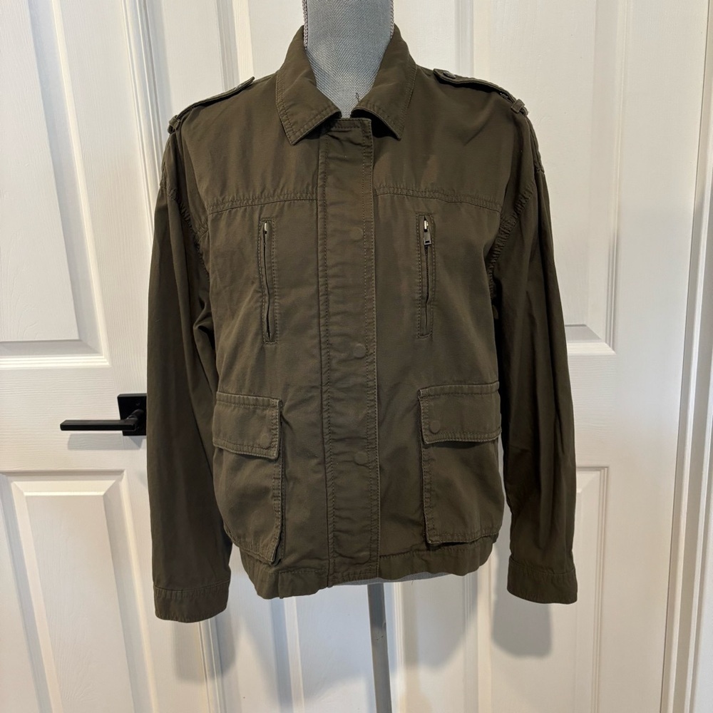 BANANA REPUBLIC Women’s Army Green Long Sleeve Travel Jacket‎ Size LARGE